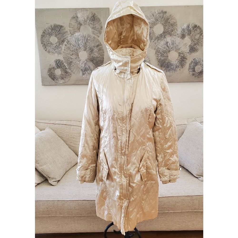 Pasha & Jo Champagne Long Hooded Medium-Weight Puffy Jacket size Small